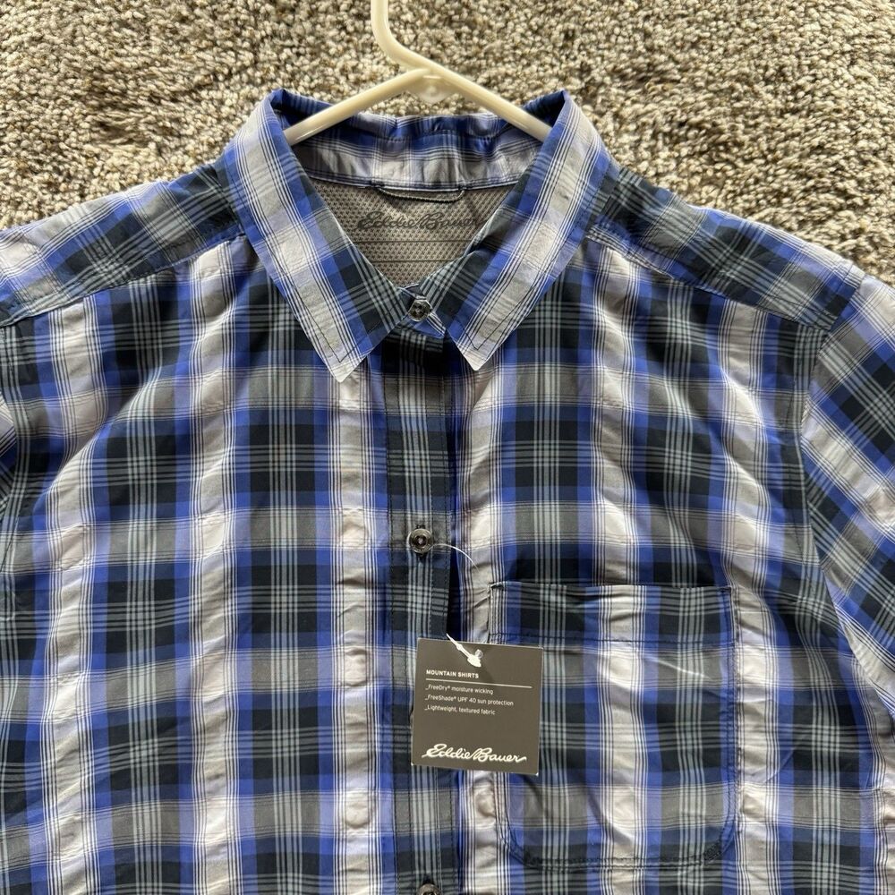 Eddie Bauer Shirt Womens Medium Blue White Plaid Button Up New With Tags Adult - Picture 2 of 16